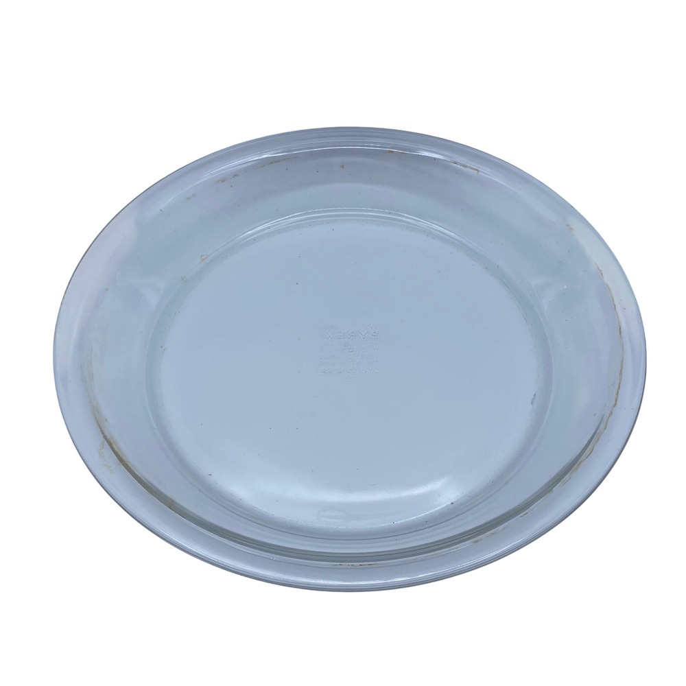 Vtg Pyrex Pie Plate 10 Inch Clear Glass Round Baking Dish 210 USA 25cm Bakeware
